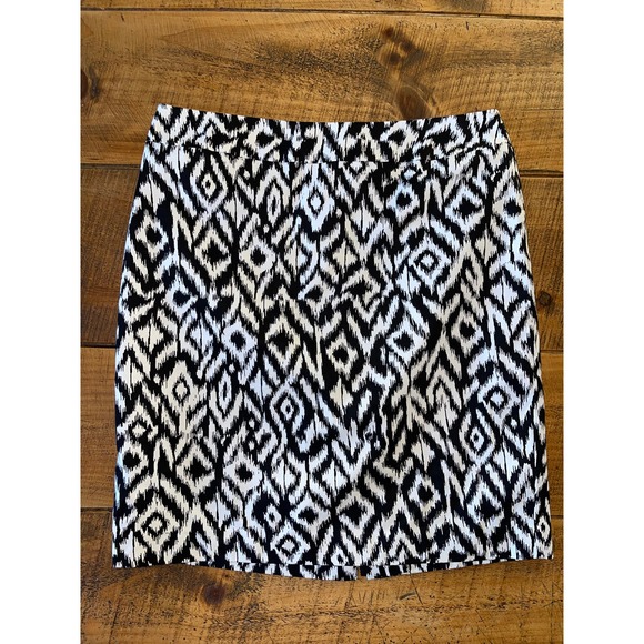 Womens Cynthia Rowley Black White Abstract Pencil Skirt Size 10 - Picture 1 of 6